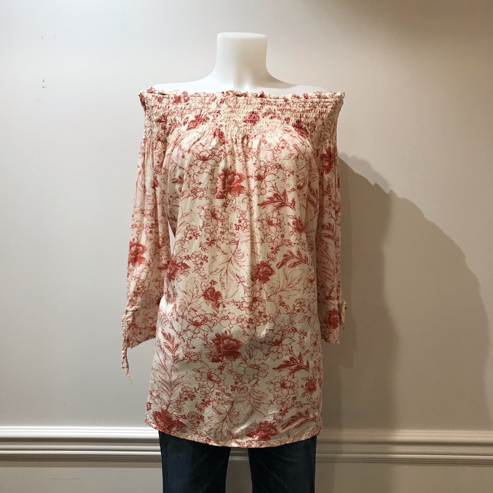One Hart cream & orange leaf print
